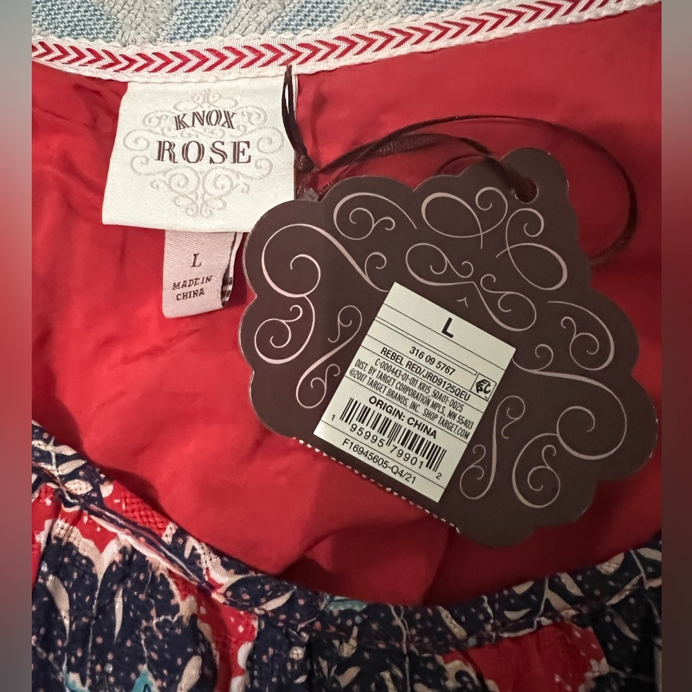 Knox Rose Women's Red Floral Bohemian Maxi Dress - Large NWT - Picture 6 of 9